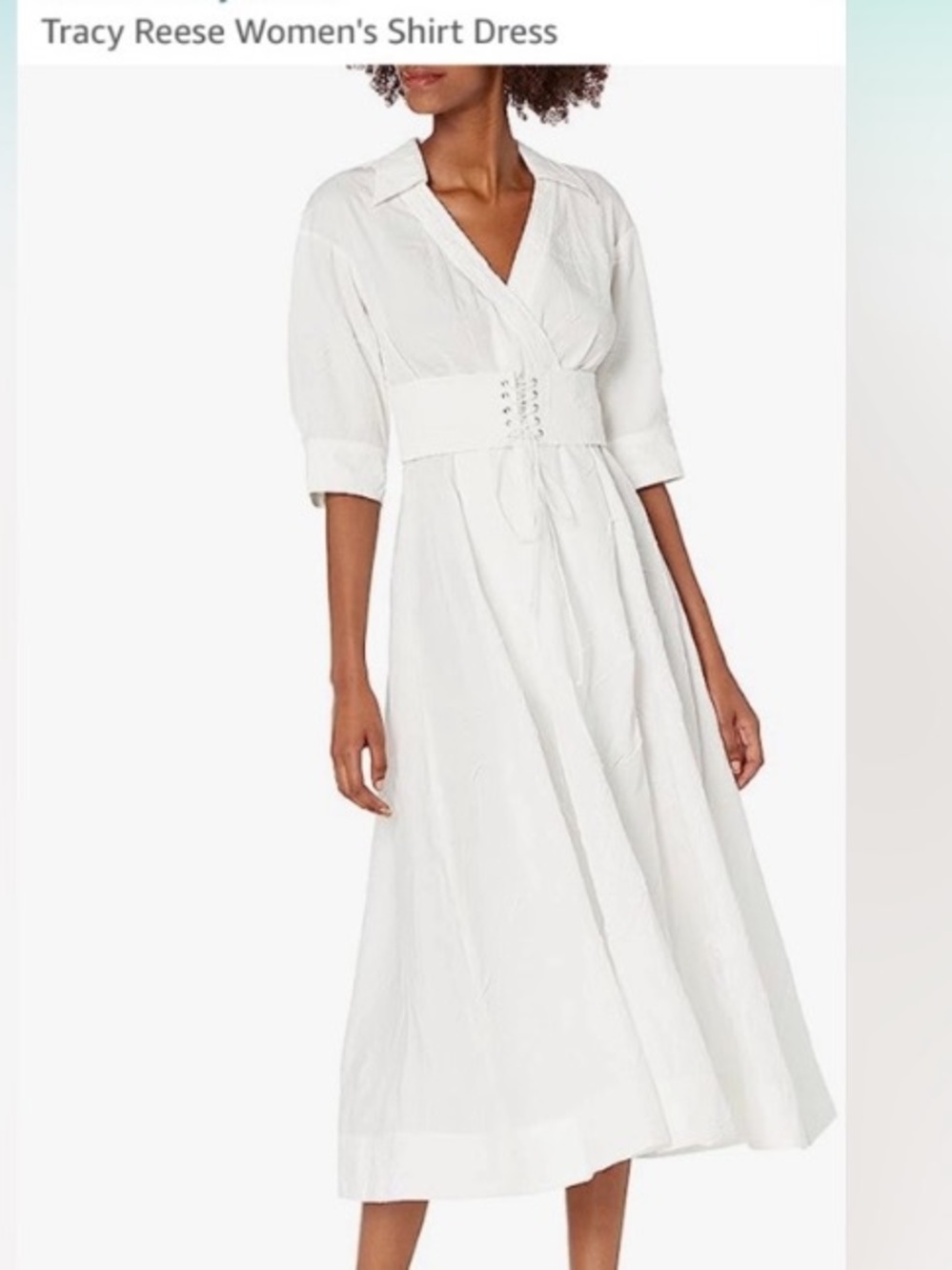 Posh, trendy summer in style, Tracy Reese crinkle cotton shirt dress.